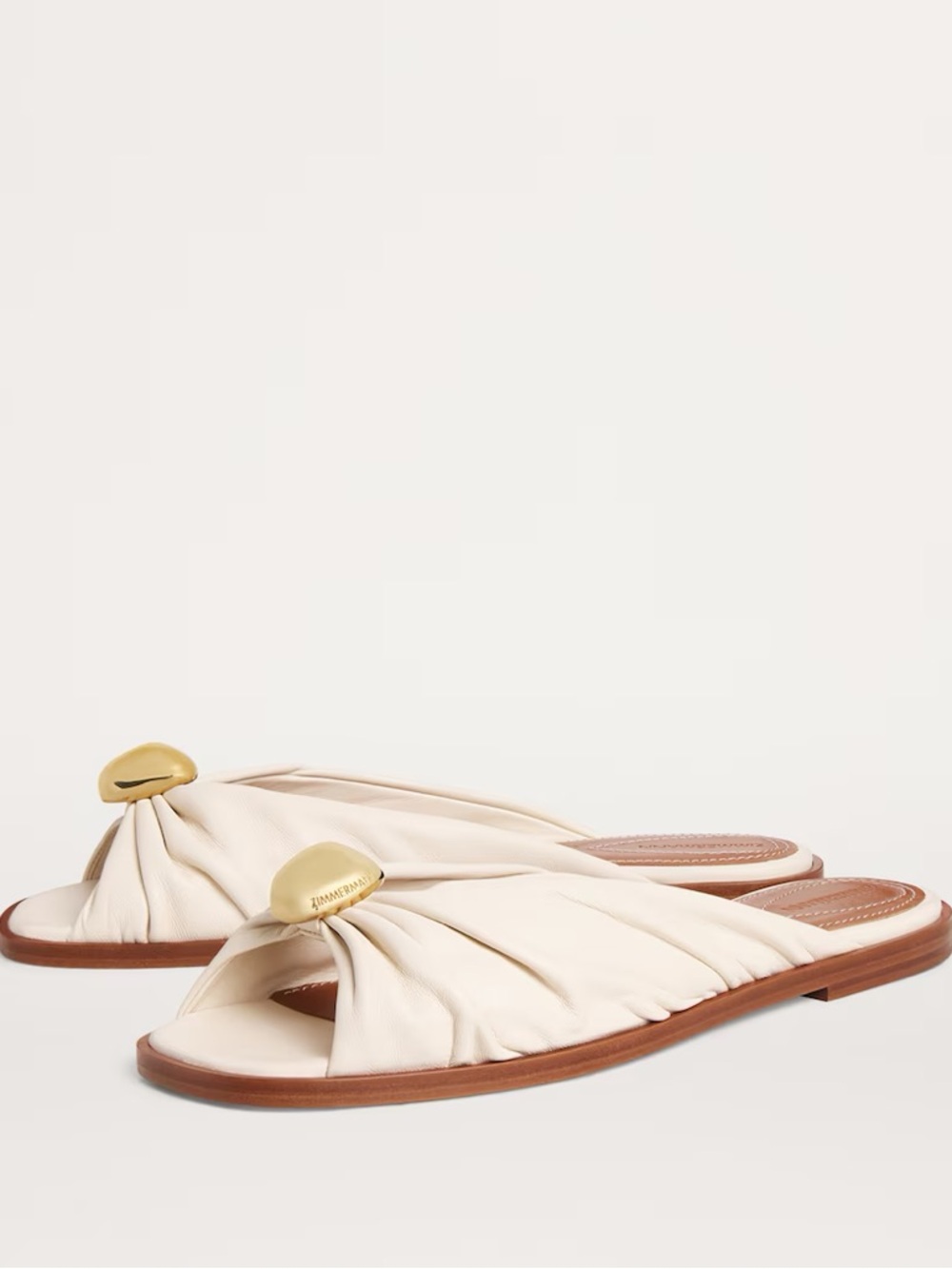 Zimmerman Gleam Slides‎ in White and Gold (EU 41 or approx Size 10)
